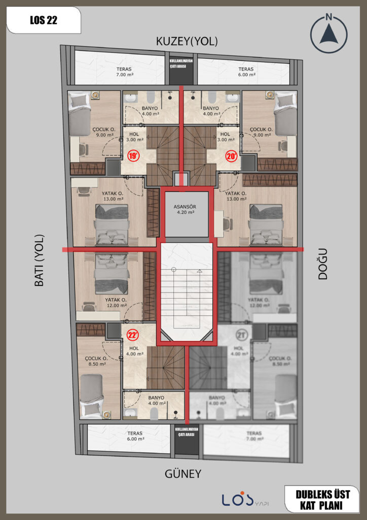 los22 - 10)DUBLEKS ÜST KAT PLANI