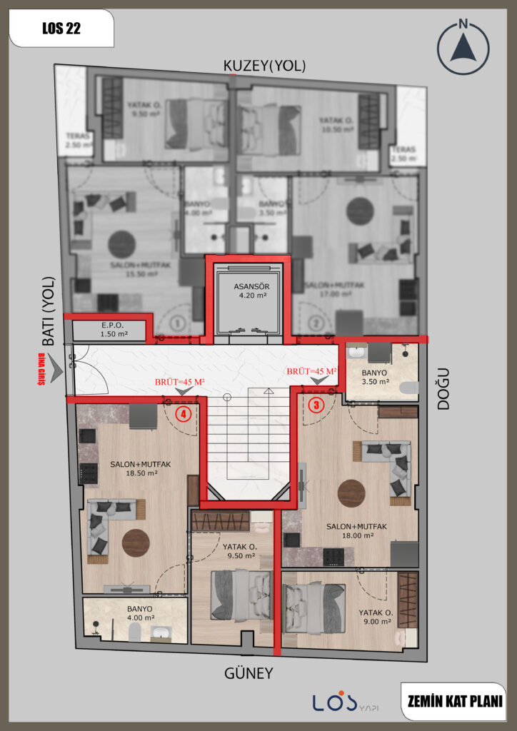 los22 - 6)ZEMİN KAT PLANI(1+1LER)